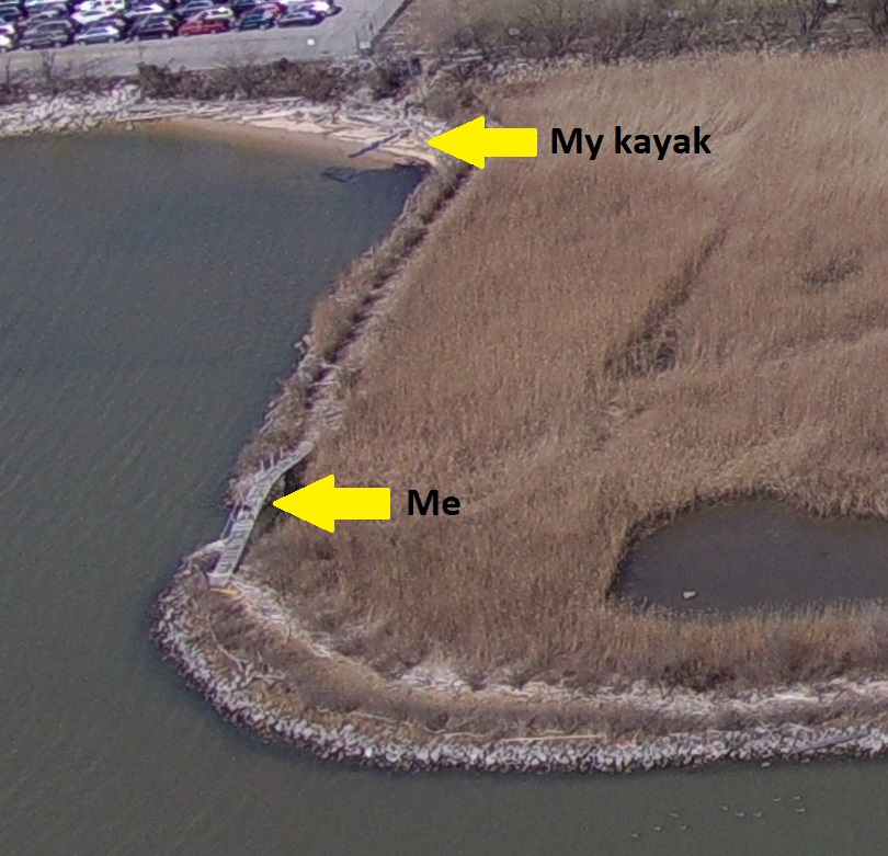 Zoomed in shot showing me and my kayak