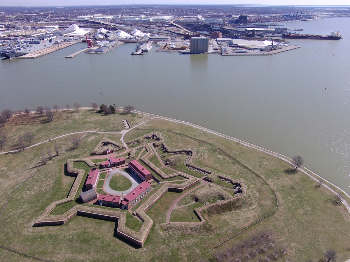 Overhead view showing distinctive five point shape of Fort McHenry