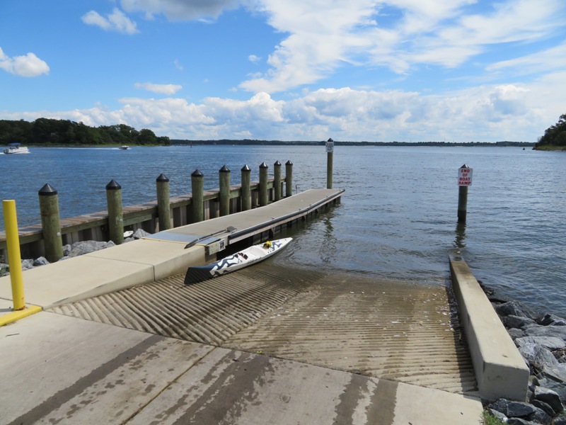 My surf ski at the Clarke's Landing paved boat ramp