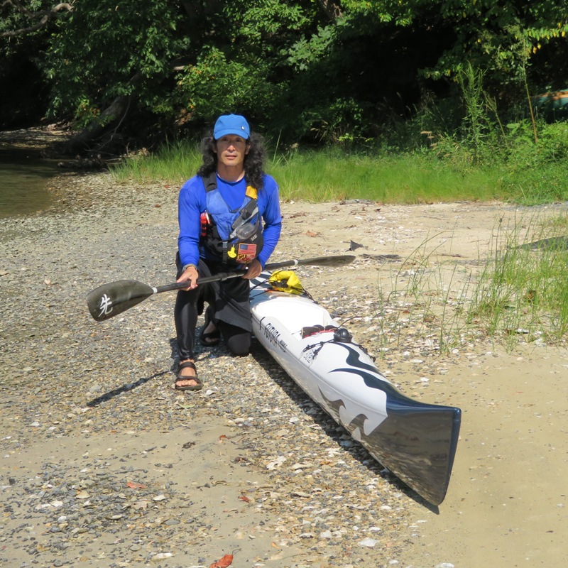 Me with my surf ski on the shore