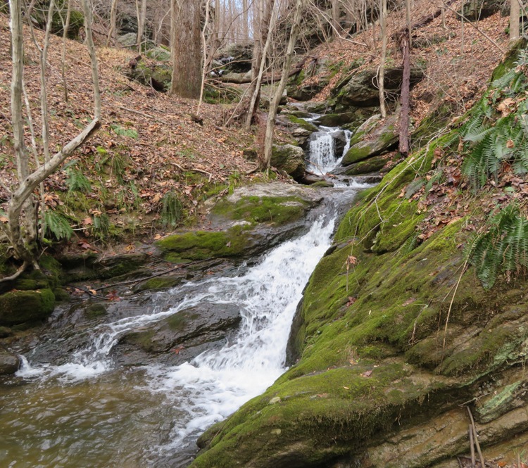 Water flowing down rocks