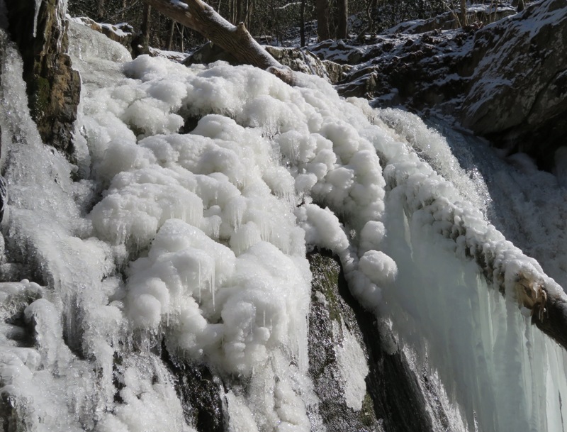 Close-up of ice on falls