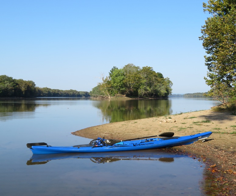 My kayak with Van Deventer Island behind