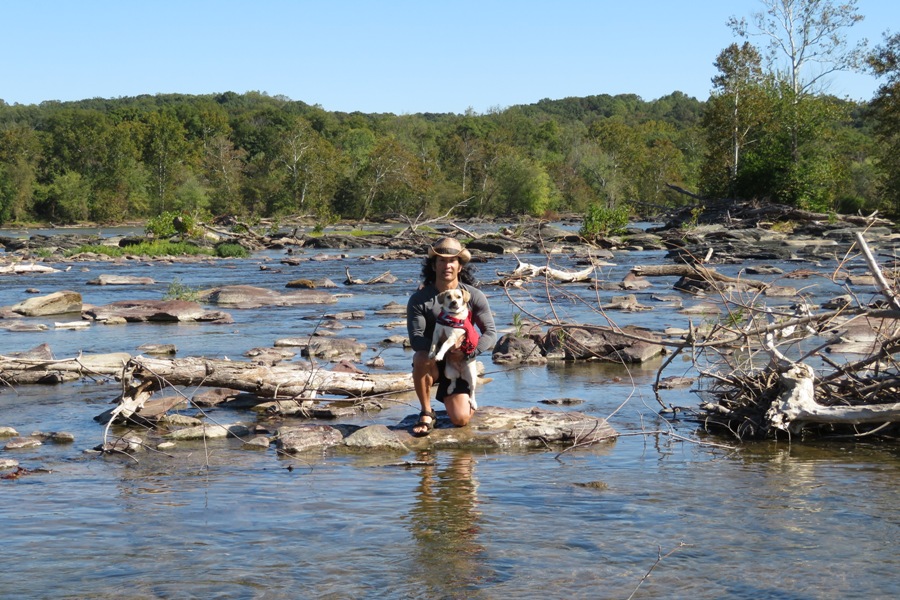 Daphne and I on a rock that is part of the rubble of Dam Two