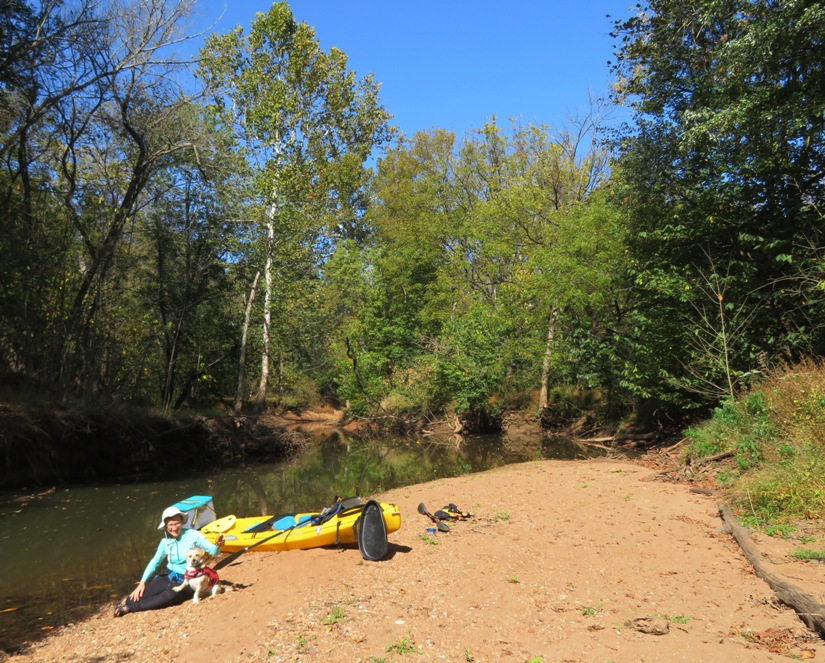 Norma and Daphne on the shore of Sugarland Run