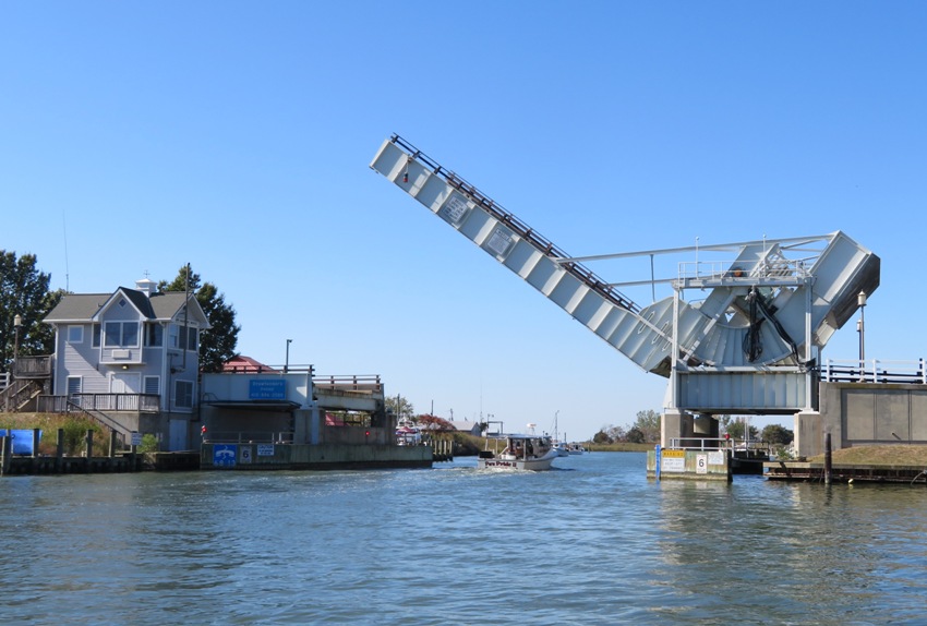 Knapps Narrows Drawbridge raised