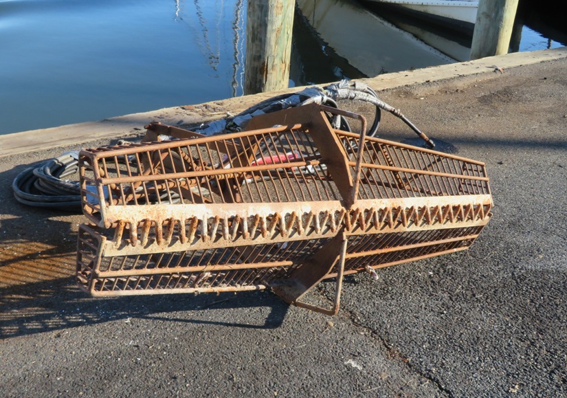 Oyster dredging tool on shore