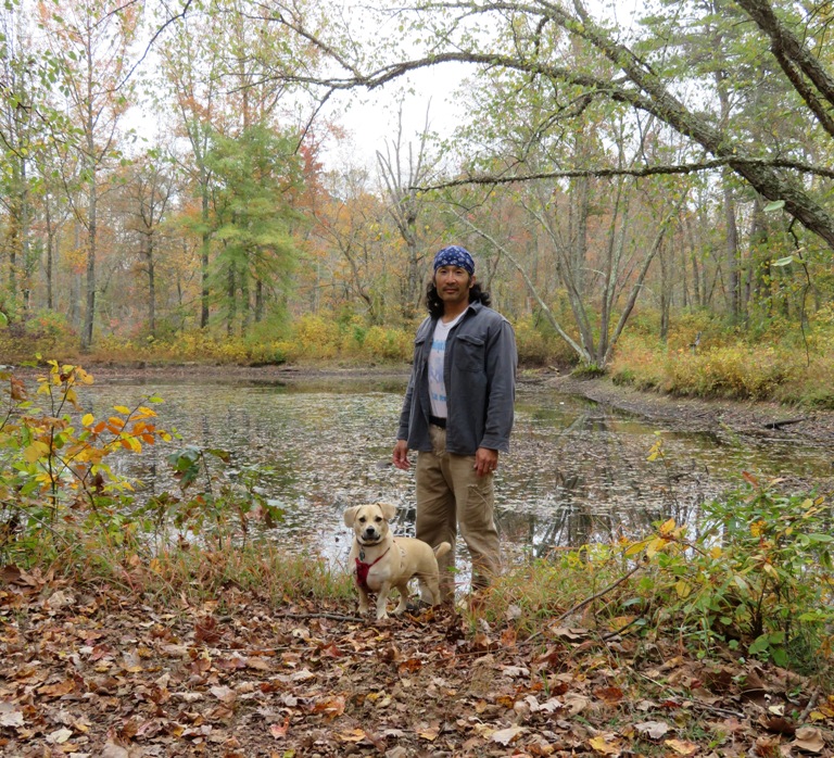 Daphne and I standing near Patuxent Pond
