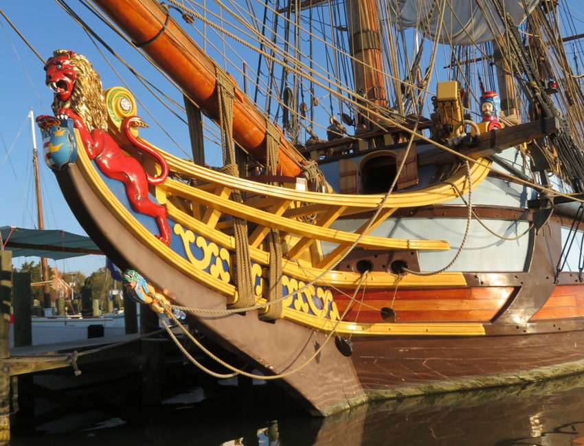 Lion figurehead at bow