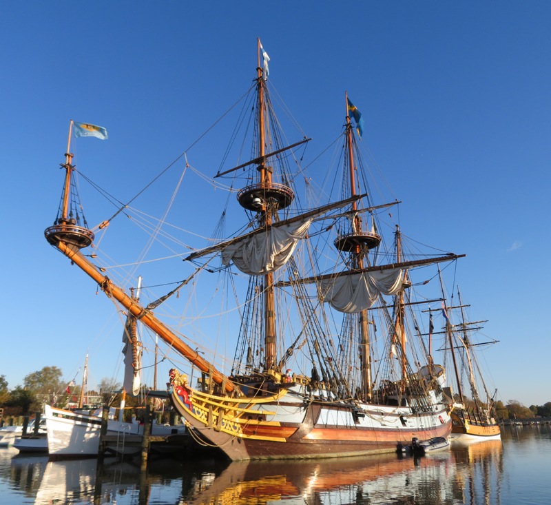 Front port view of Kalmar Nyckel moored
