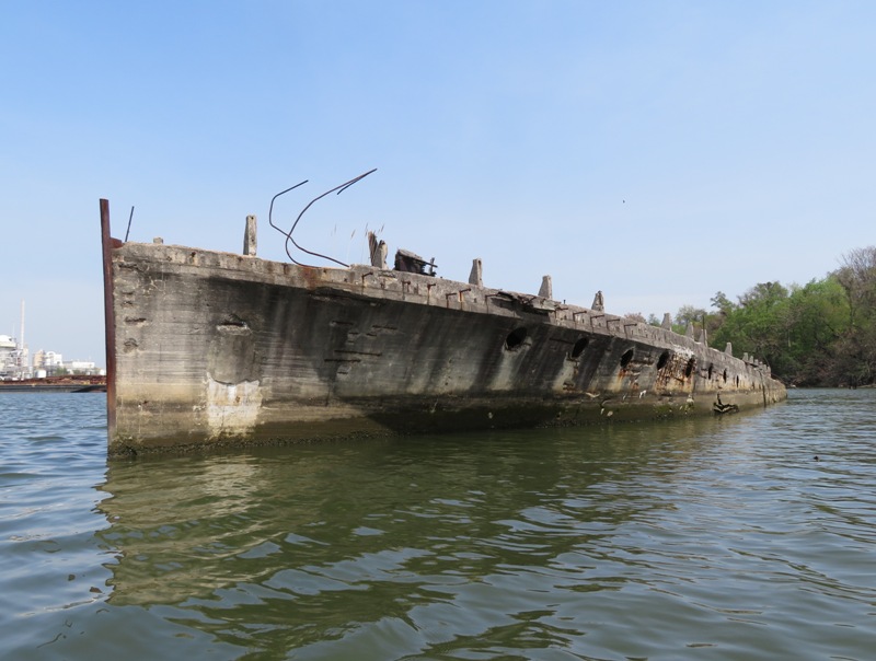 Front port view of concrete ship