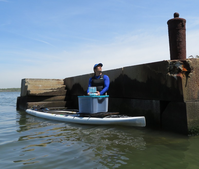 Me piloting drone from the landing dock