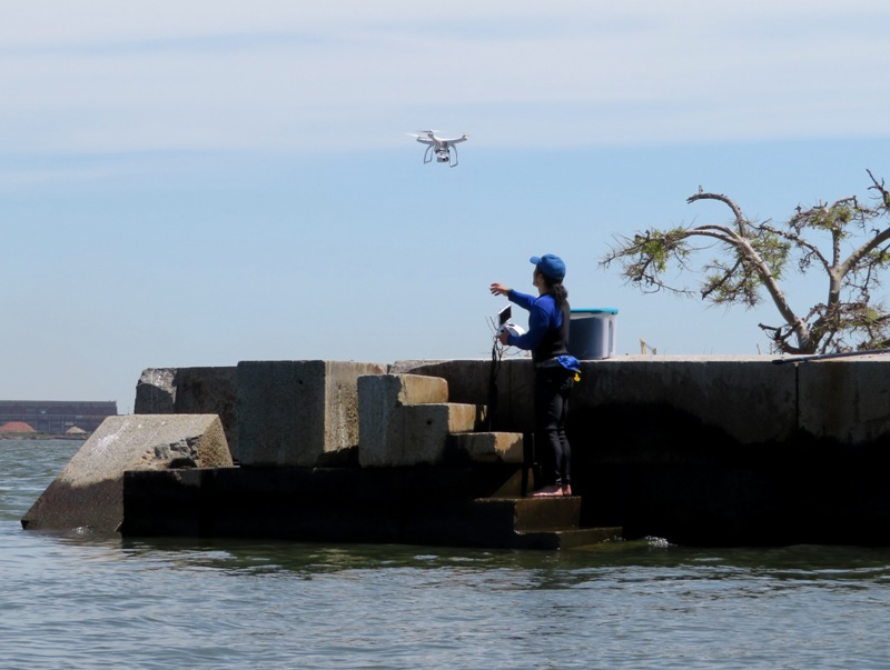 Me retrieving my drone from the landing dock