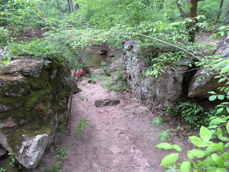Stone-lined mill race