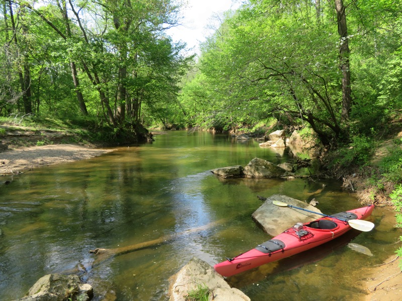 My kayak pulled ashore alongside the scenic Middle Patuxent River