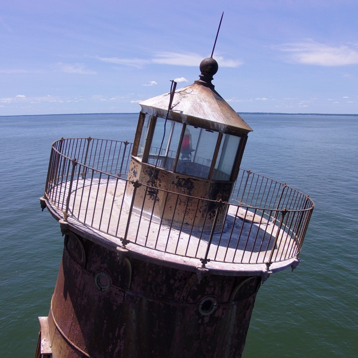 Drone's view of light in Sharps Island Lighthouse