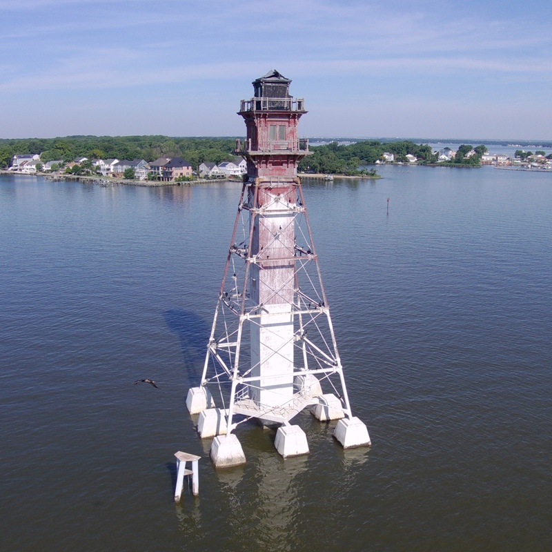 Craighill Channel Lower Range Rear Lighthouse with Edgemere behind