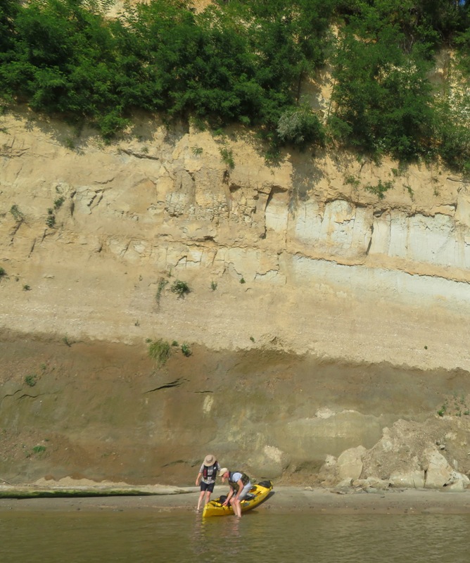 Sara and Mike at the base of Roosevelt Cliffs with my Ocean Kayak Cabo