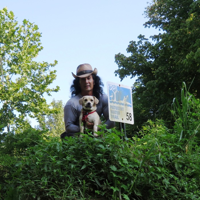 Daphne and I at Patuxent Water Trail sign #58