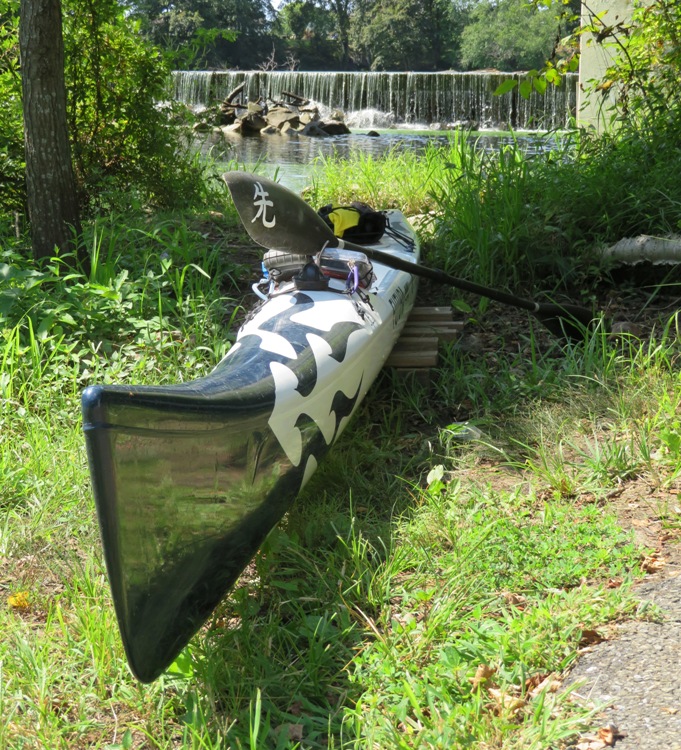 My surf ski with the Coursey Pond dam in the background