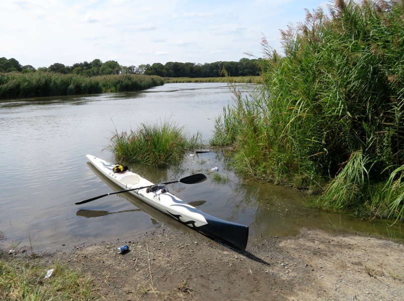 My surf ski and paddle on the shore
