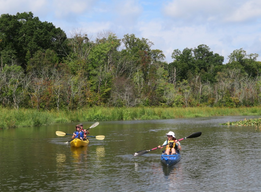 Beate and Gerhard following Norma in kayak