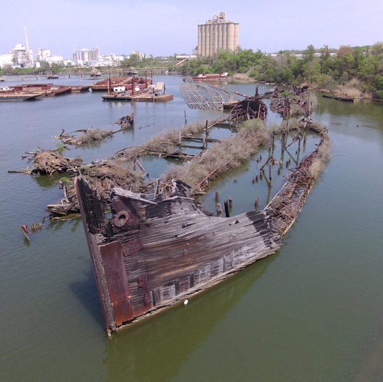 Front port view of shipwreck
