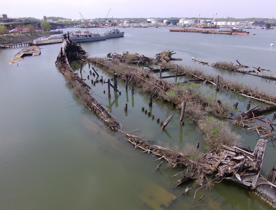 Shipwrecks, including the concrete boat