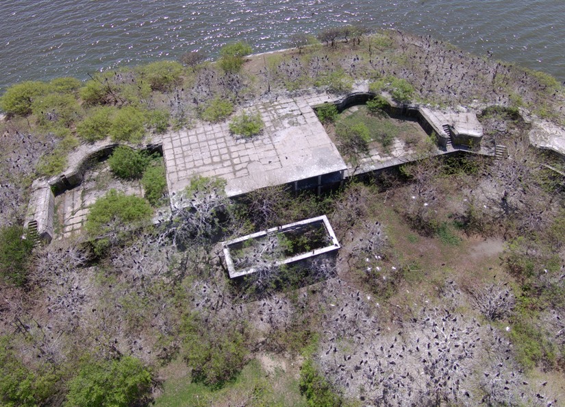 Drone view looking down on fort