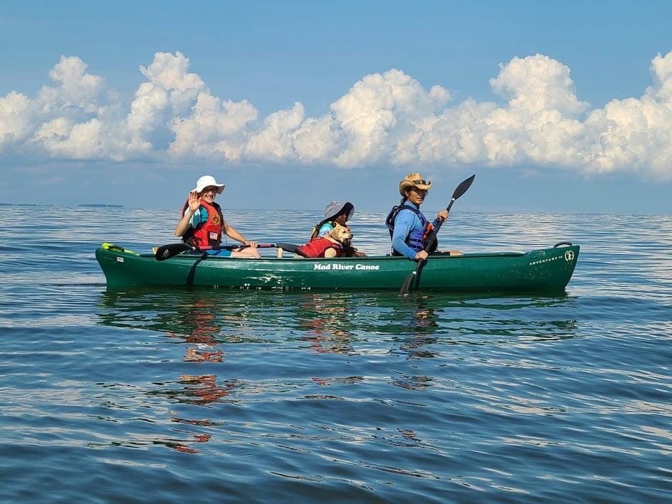 Norma, her niece, Daphne, and I in Sara's canoe