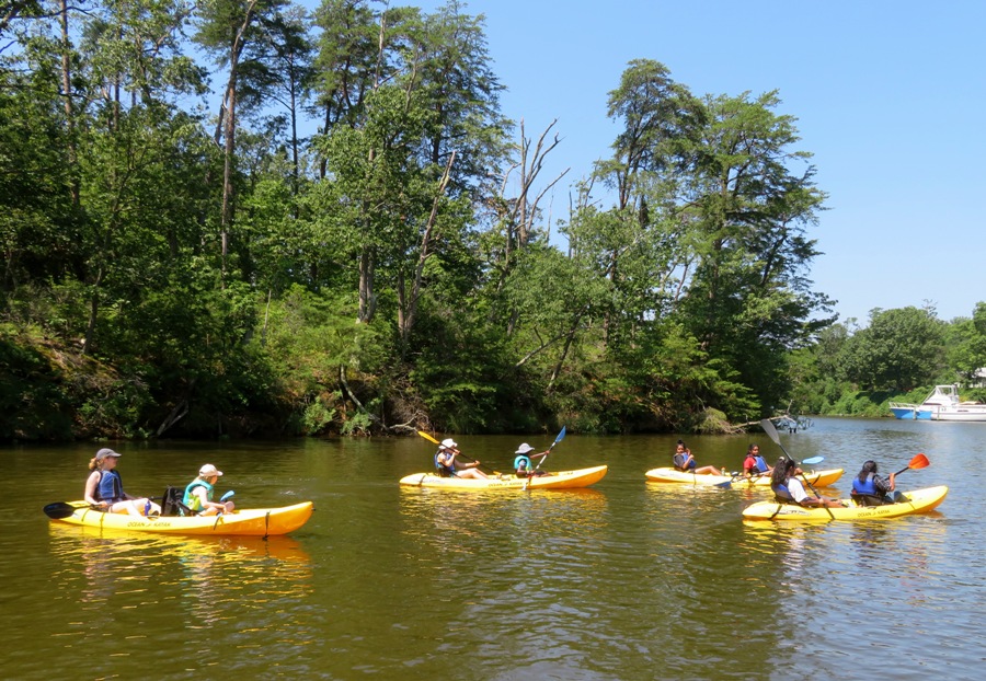 Everyone except Daphne and me on the water