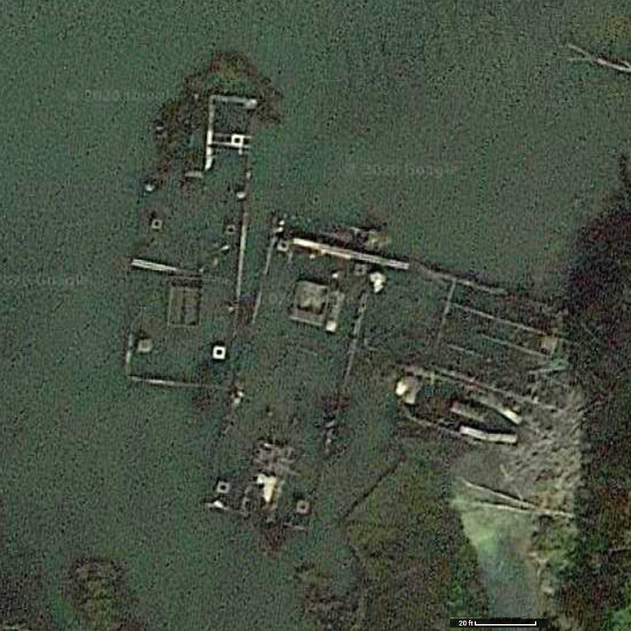 Satellite view of barges