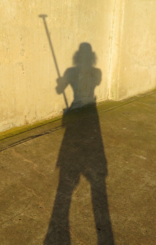 A shadow of me under the South River Bridge that makes me look tall