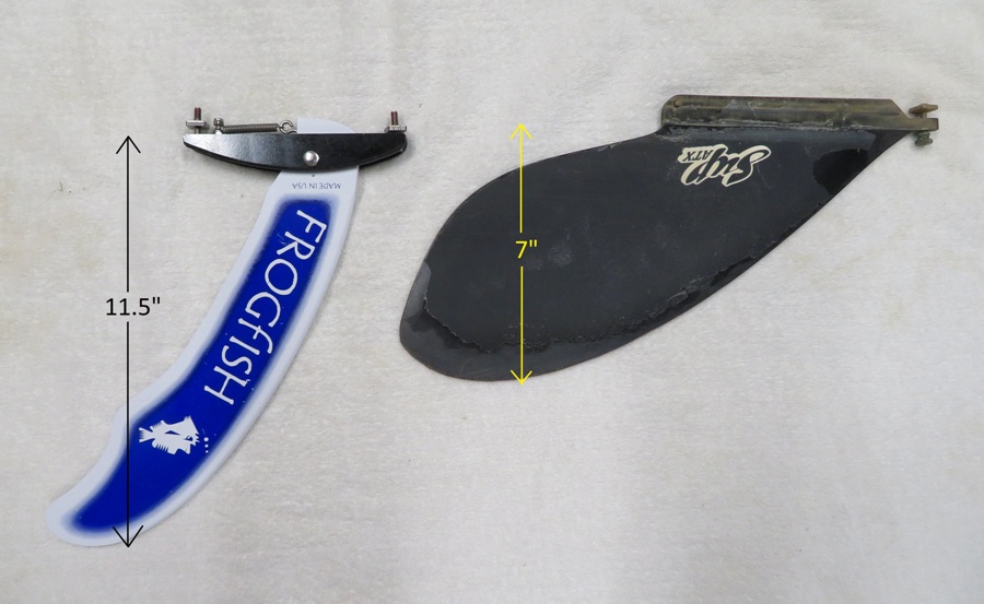 Frogfish fin shown next to SUP ATX fin