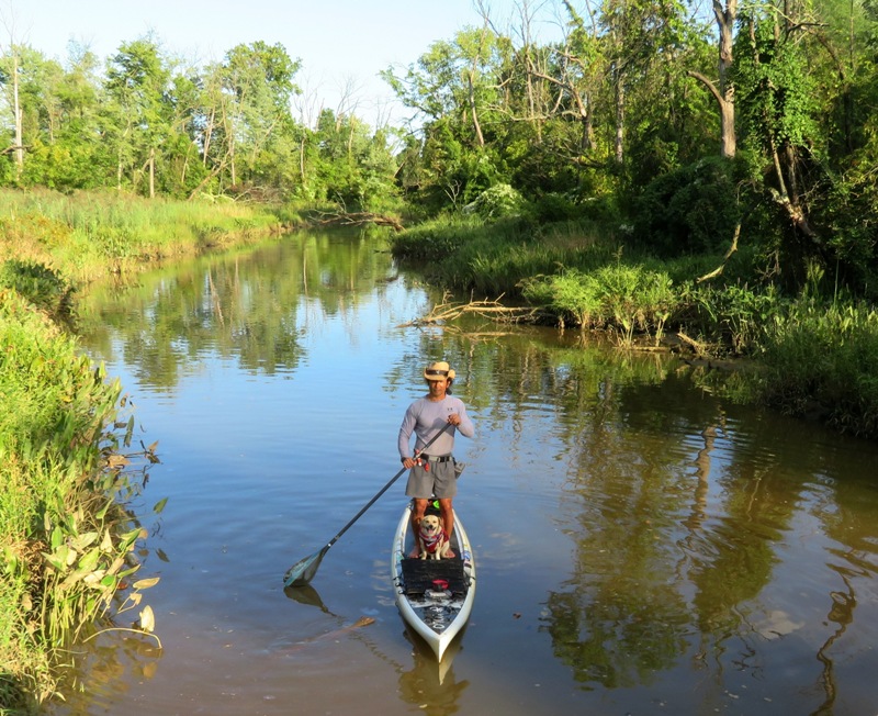 Daphne and I on SUP on Dueling Creek
