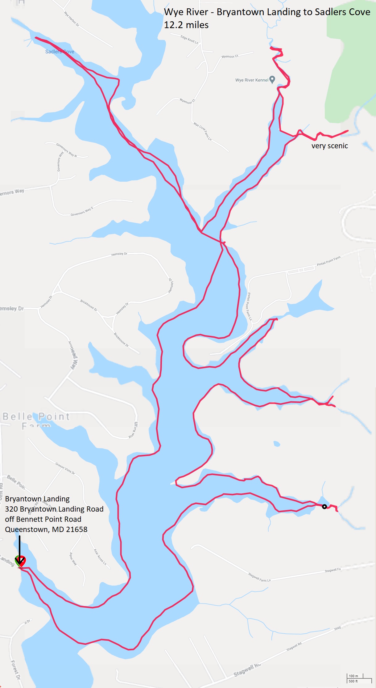 Map of paddleboarding route
