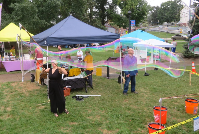 Christiana making a long bubble