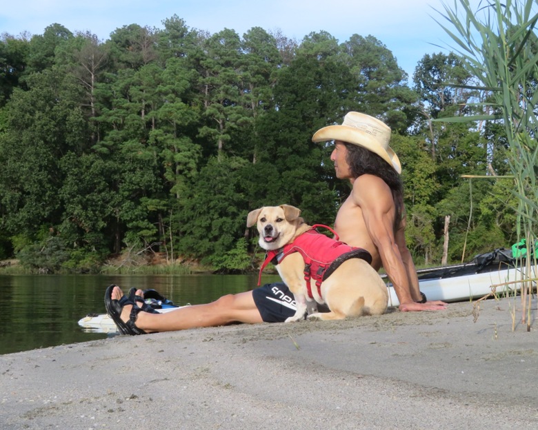 Daphne and I sitting on the beach