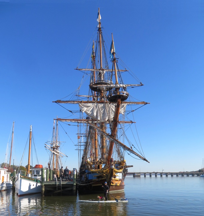 Daphne and I in front of the Kalmar Nyckel