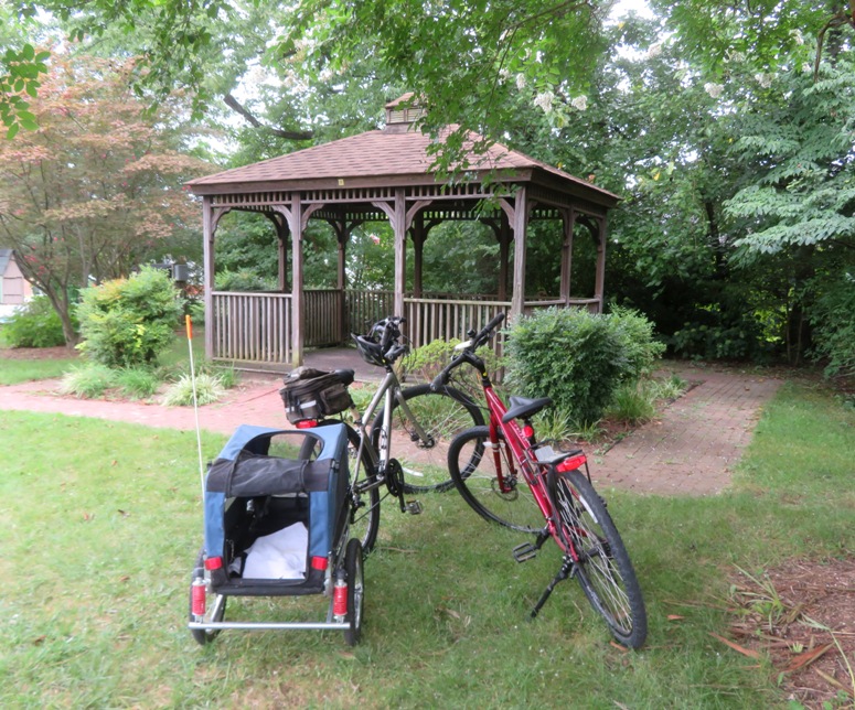 Bikes in front of gazebo