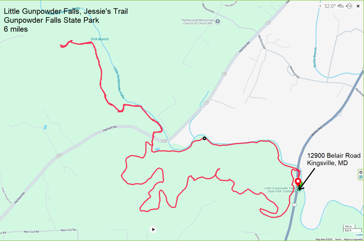 Map showing our route