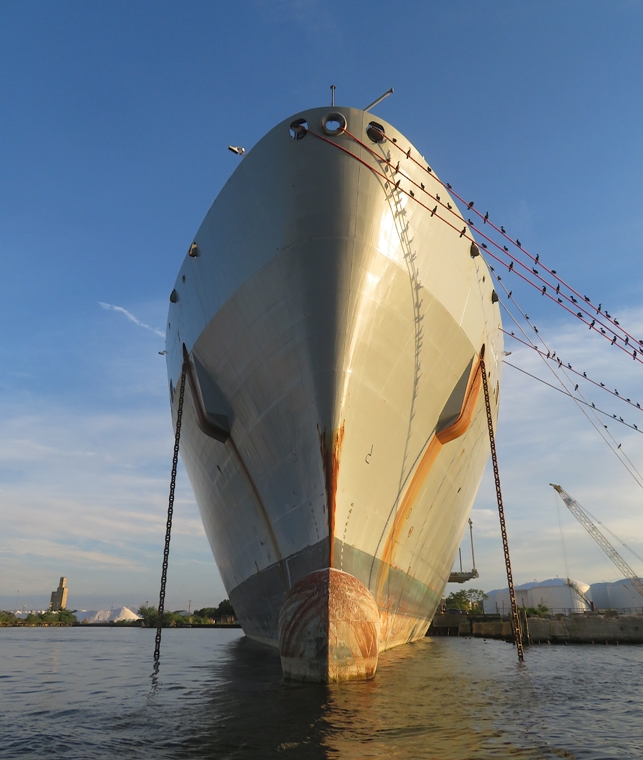Bow of big ship near Silo Point