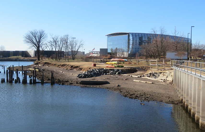 View of the beach for launching from across the water