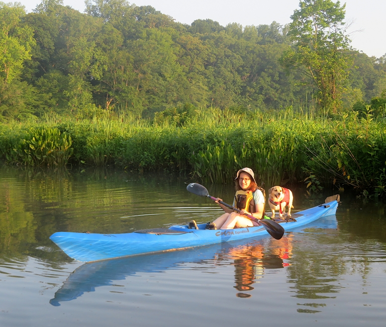 Daphne on Norma's kayak