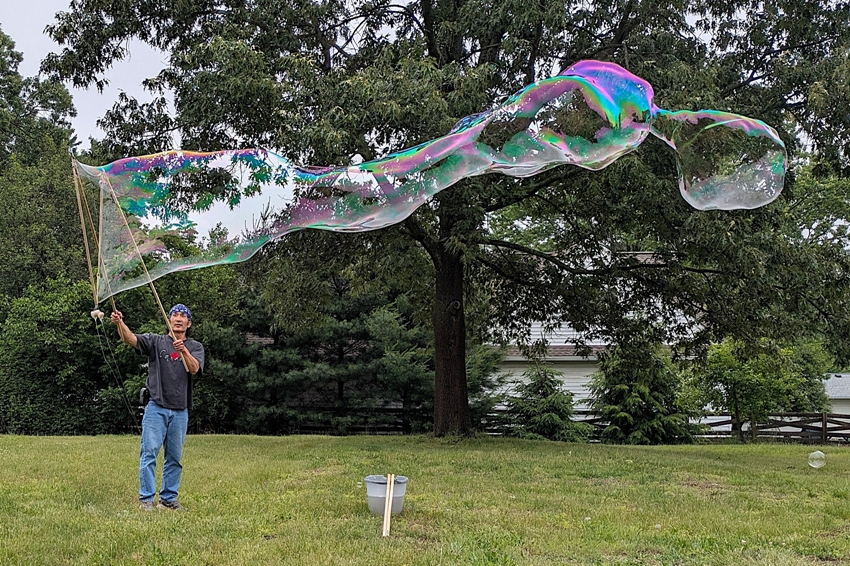 Bubble stretching slightly upwards