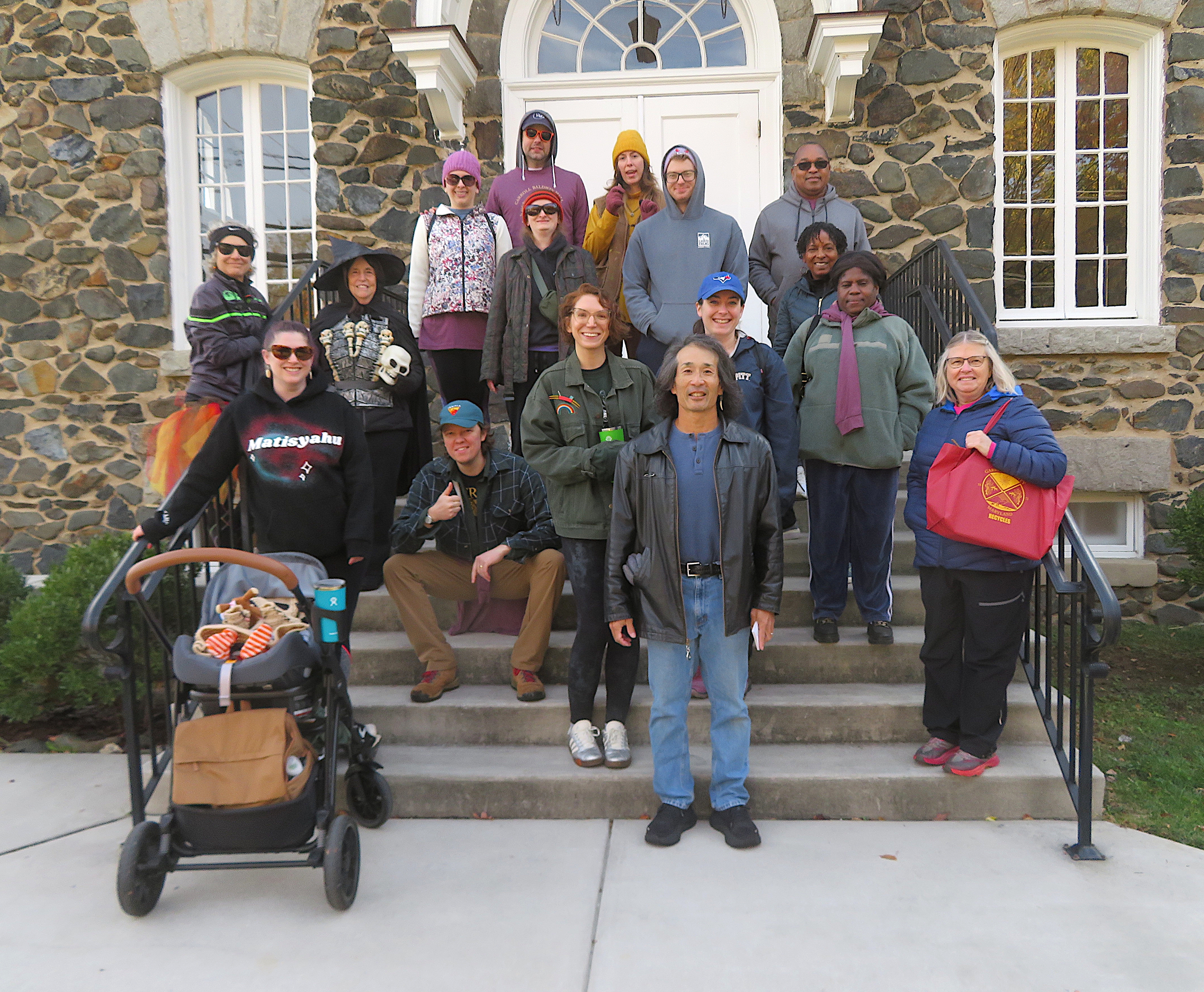 Me with my 2025 tour group on the steps of Carroll Baldwin Hall